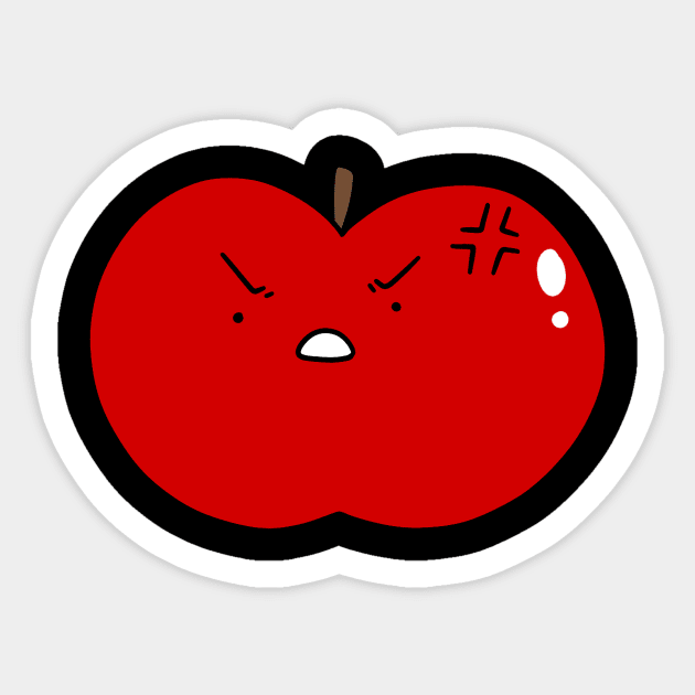 Angry Red Apple Sticker by saradaboru